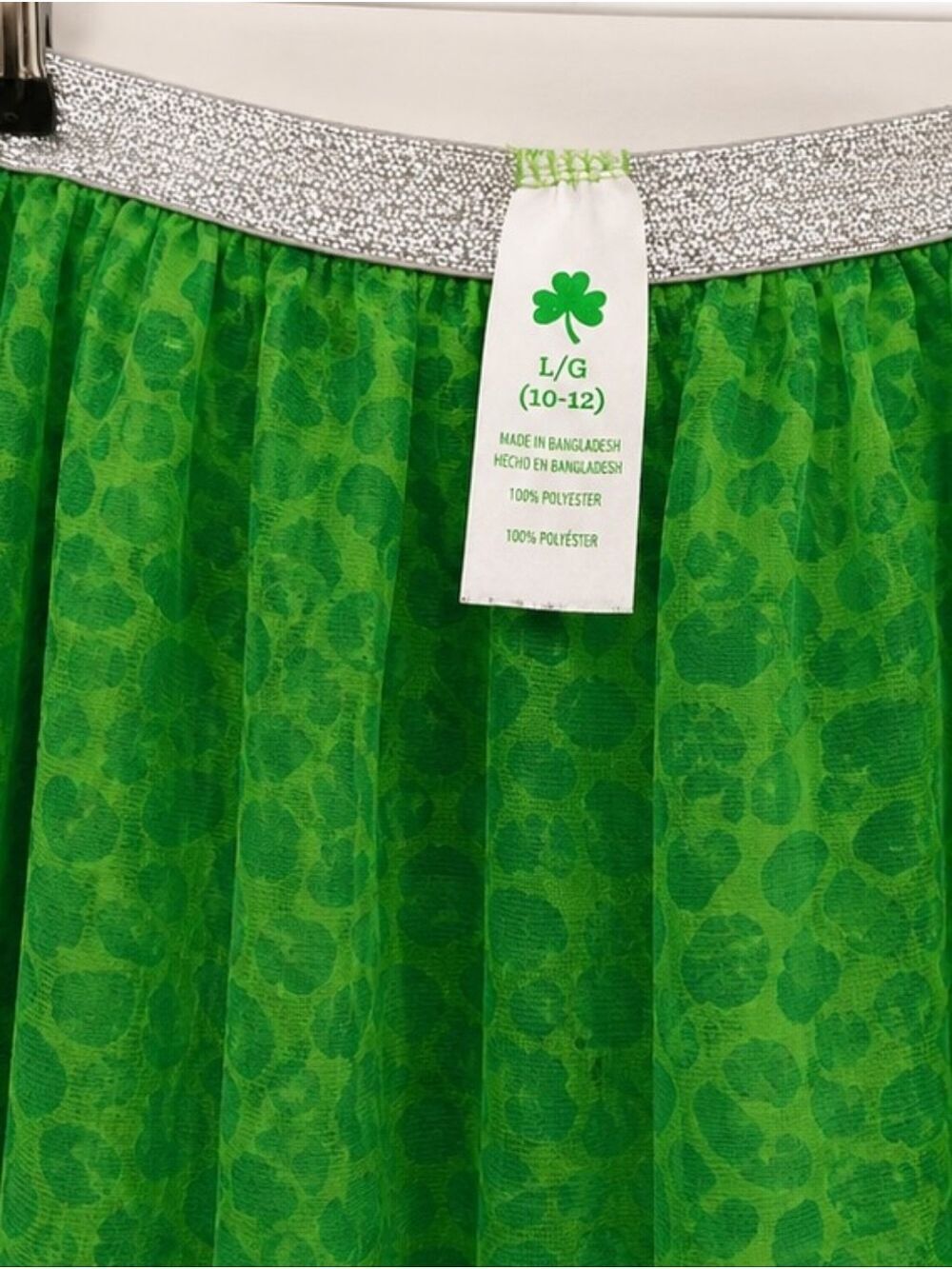 Girls Green Tulle Skirt Silver Elastic Waistband - Picture 2 of 6